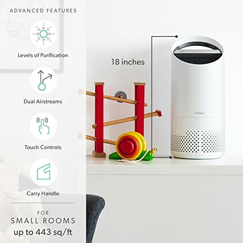 Air purifier with features for small rooms up to 443 sq/ft.