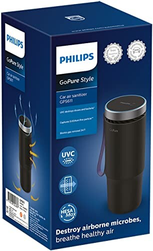 Philips GoPure Style car air sanitizer packaging.