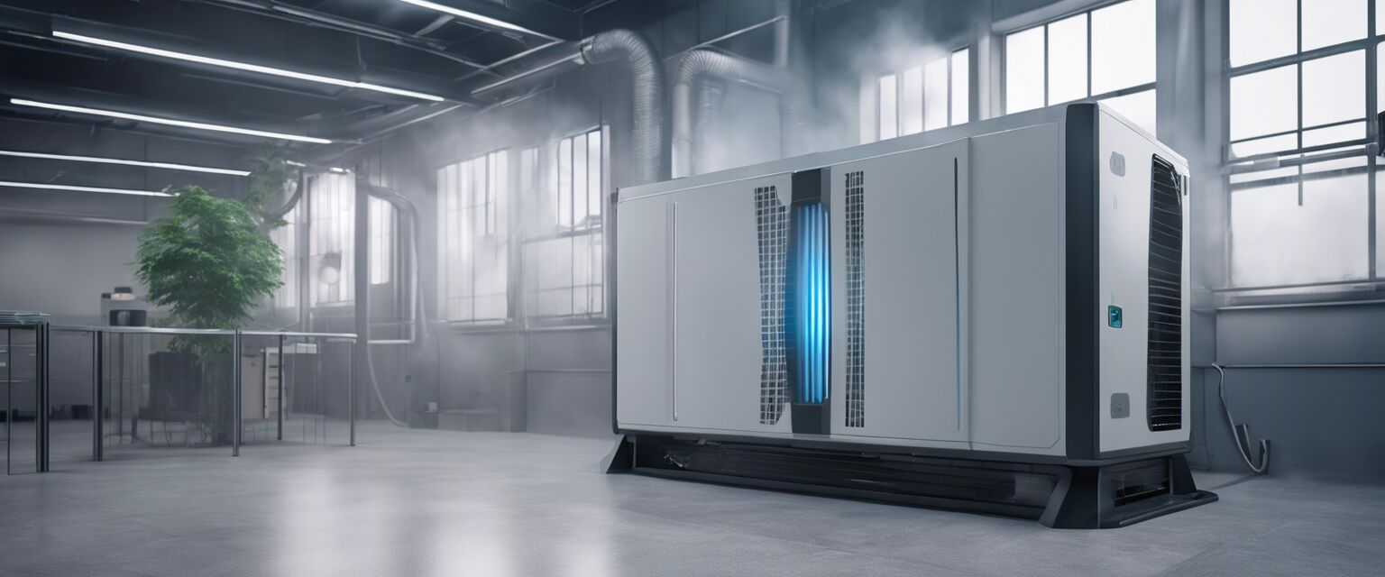 UV-C air sterilizer installation in a commercial space